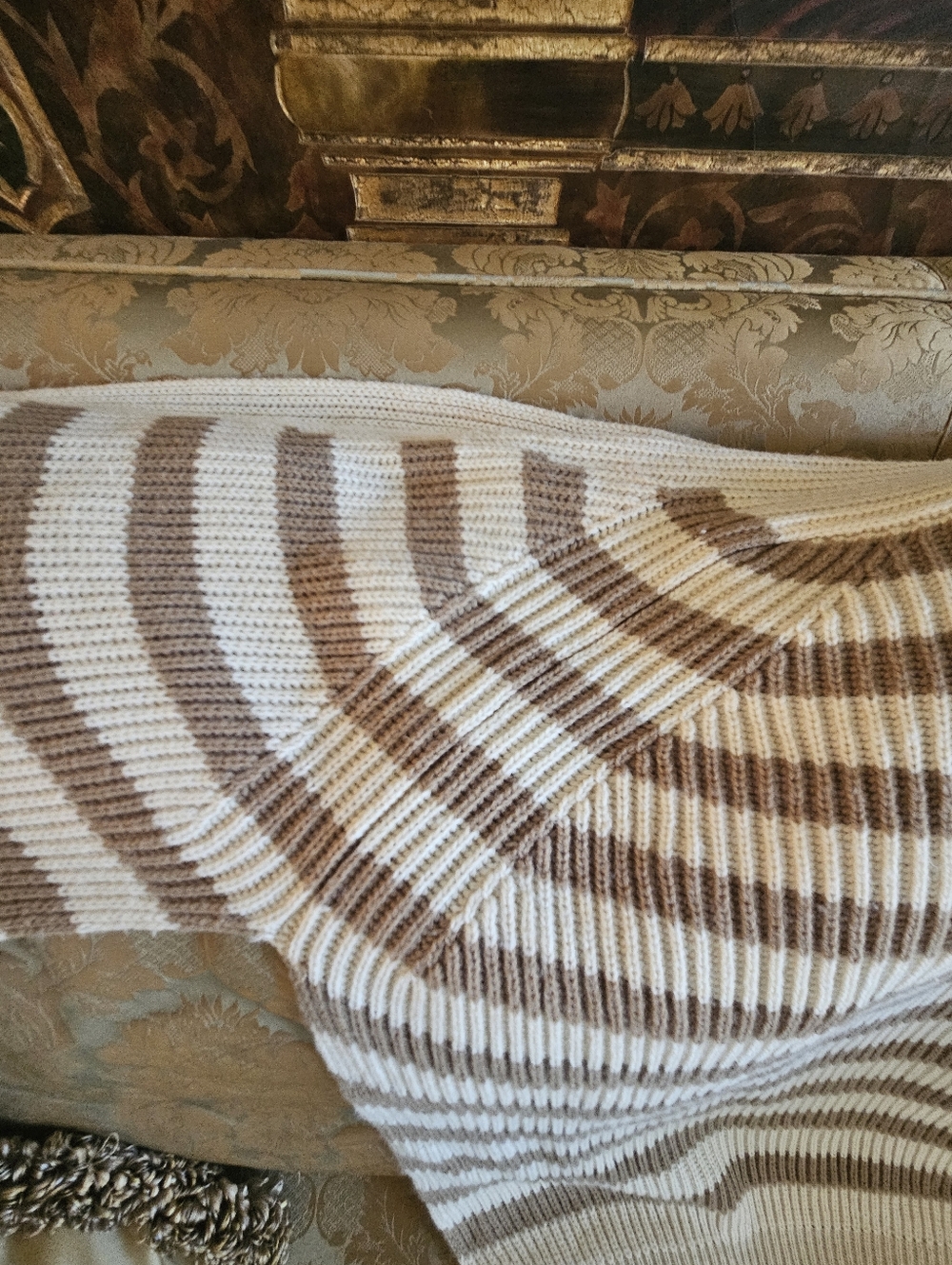NWOT Free People Striped Shawl Collar Cardigan Sweater Womens  Camel Cream - Picture 14 of 17